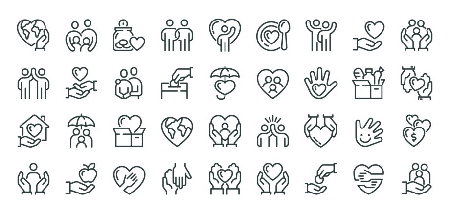 Unterschiedliche Symbole, die Unterstützung darstellen